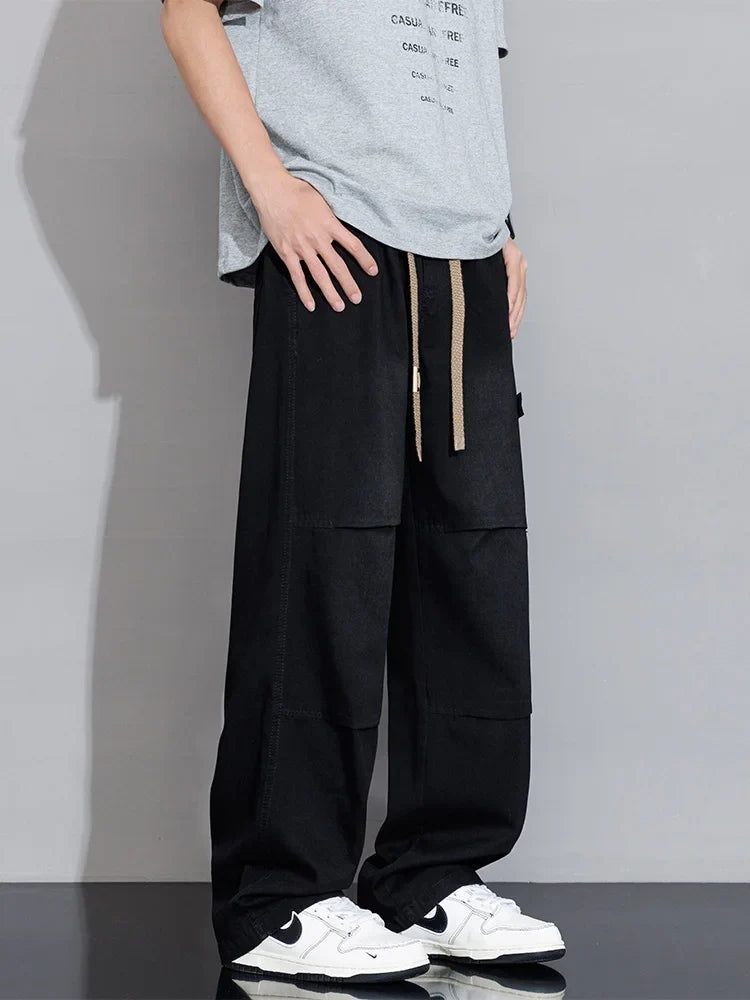 Men's Cargo Jeans 2026 New Spring Summer Wide Leg Denim Pants Straight Baggy Jeans Asian Size L-5XL