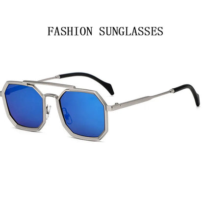 Blue Square Sunglasses For Men Retro Metal Steampunk Sunglasses Women Vintage Fashion Glasses Gafas De Sol Hombre Zonnebril Sun