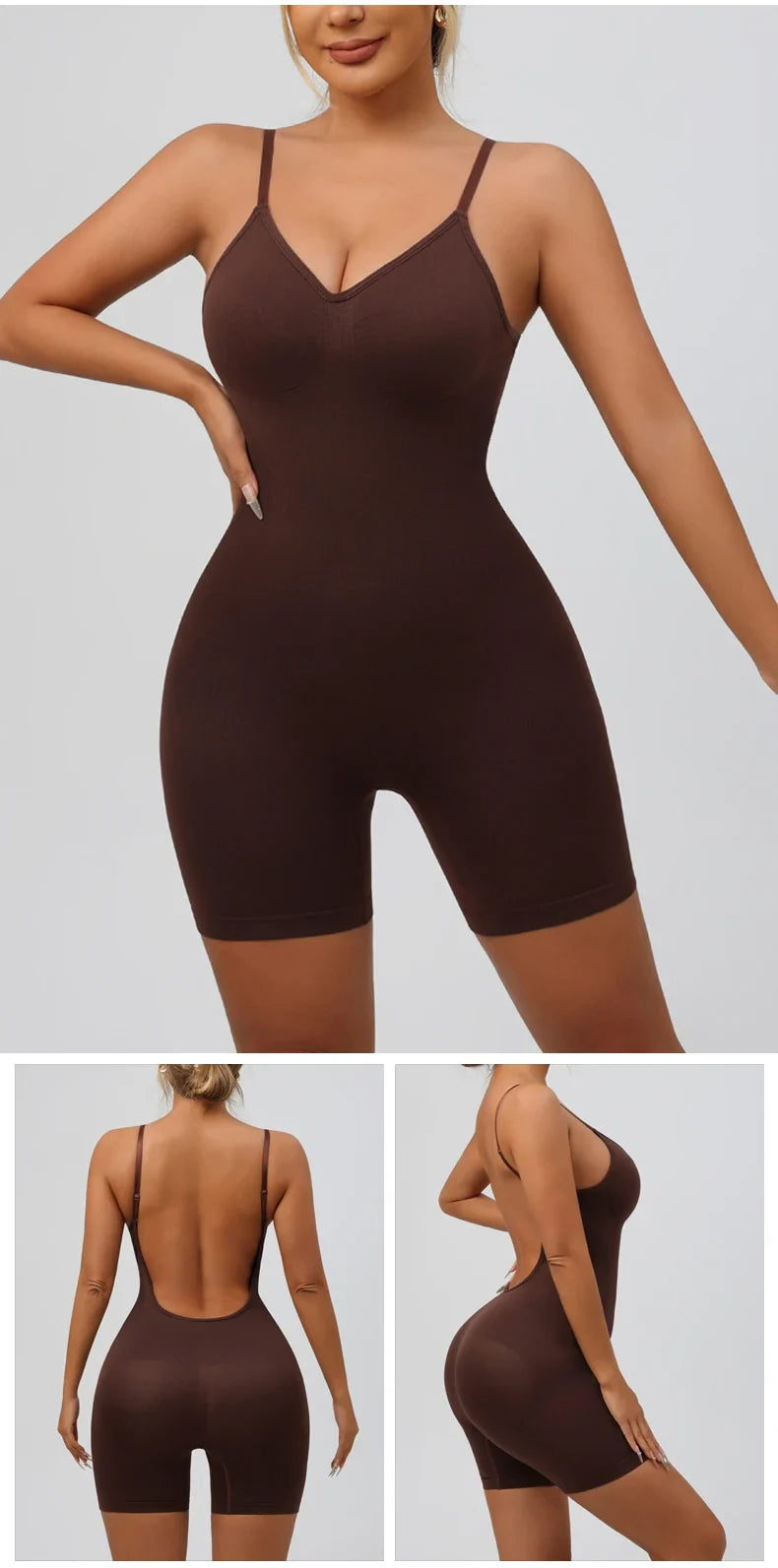 Seamless Low Back Bodysuit Shapewear Women Butt Lifter Smooth Body Shaper Backless Slimming Sheath Flat Belly Corset Underwear
