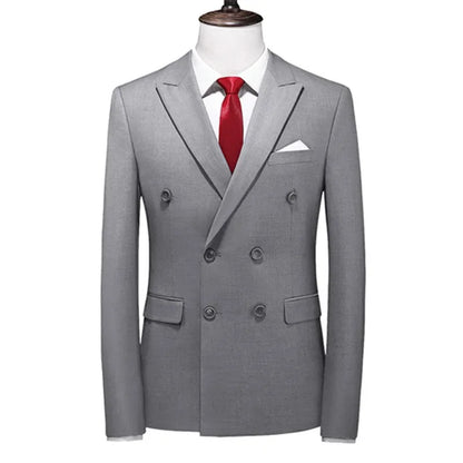 2025 Brand Fashion Men Double Breasted Tuxedo Business Suit/Male Slim Fit  Korean Casual Clothing/Men's Casual Jacket Blazers