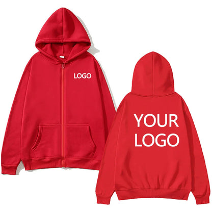 DIY Personalised customised logo, men's street hoodie, zip front sports sweatshirt, women's casual knitted hoodie, couple's gift