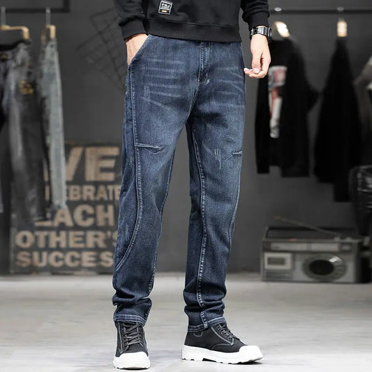 Summer Designer Clothes High Quality Punk Harajuku Fashion Casual Plus Size Slim Fit Denim Jeans for  2024 Cowboy Pants for Men