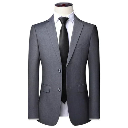 S-8XL Blazer New Men's Fashion Business Solid Color British Style Professional Work Groom Wedding Dress Best Man Blazer Jacket