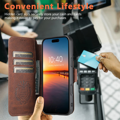 Faux Leather Wireless Charging Card Holder Stand Wallet Magnetic Flip Cover Phone Case For iPhone 17 Pro Max 16 Plus 15 14 13