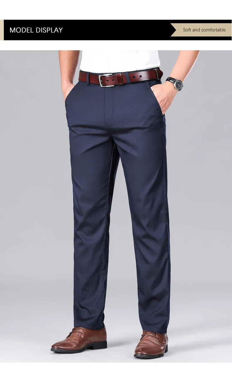 2024 Summer New Men's Business Thin Straight Casual Pants Classic Style cotton Stylish Stretch Luxury Trousers Male Brand