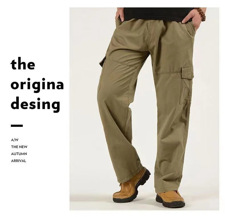 6XL Winter Men Fleece Pants Large size Mens Cargo Pants Trousers  Men Sports Sweatpants Thicken Style Trousers Jogger Pants Male