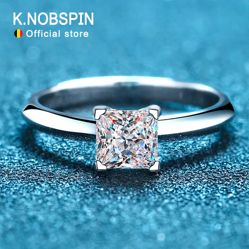 Pricess Cut Moissanite Ring 925 Sterling Sliver 1CT 2CT D VVS1 Lab Diamond with GRA Fine Wedding Rings for Women
