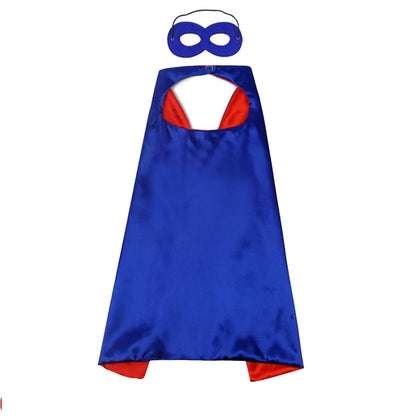 Superhero Cosplay Costume Solid Two Colored Satin Super Hero Cloak Children Cape Boys Girls Satin Halloween Carnival Party