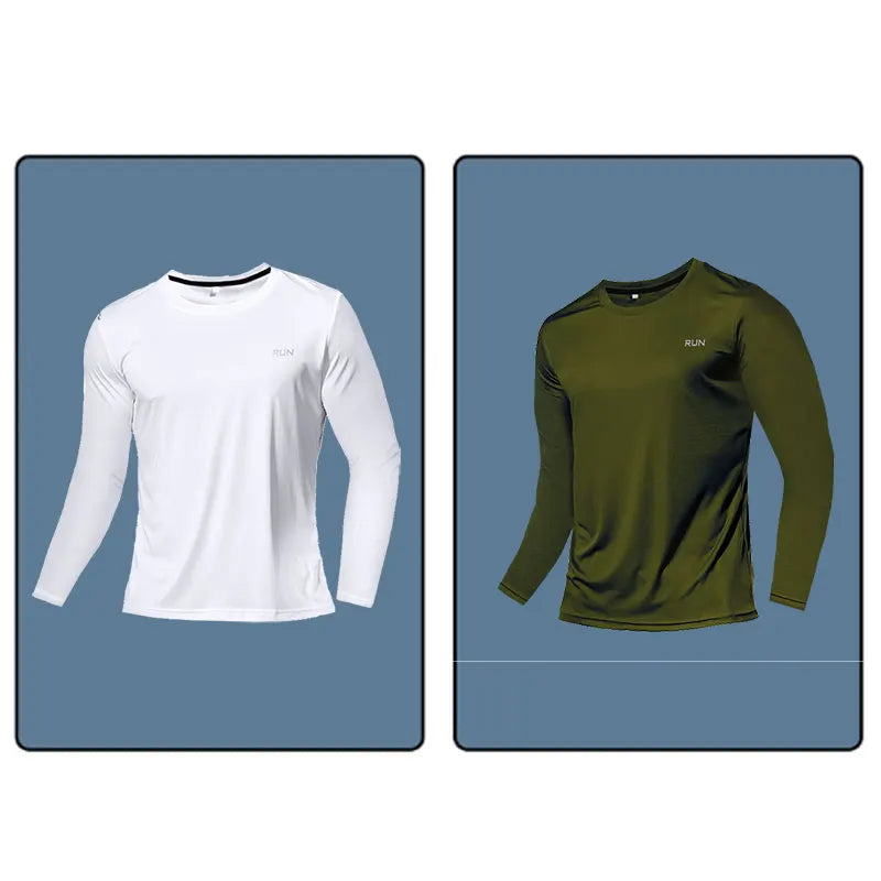 Men Long Sleeve Sport T-shirt Quick Dry Running Shirt Breathable Anti-sweat Top Gym T Shirt Men Fitness Gym Clothing Men 2023
