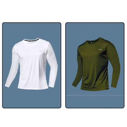 Men Long Sleeve Sport T-shirt Quick Dry Running Shirt Breathable Anti-sweat Top Gym T Shirt Men Fitness Gym Clothing Men 2023