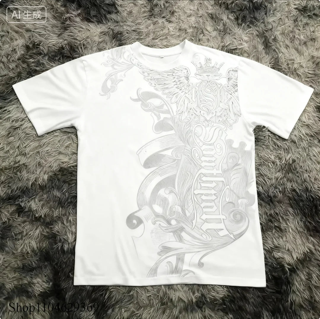 Classic Y2K Gothic Style T-shirt Print Oversized T Shirt High Street Shirts Gothic Round Neck Cotton Tops New Mens Women T Shirt