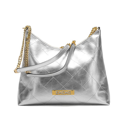 Women's Handbag New Silver Tote Bag Classic Car Seam Handheld Chain Bag