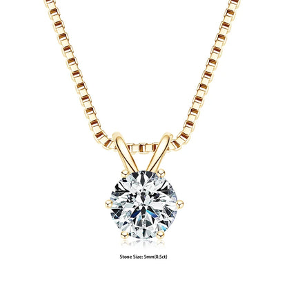 Certified 0.5-5ct Moissanite Pendant Necklaces S925 Sterling Silver Solitaire Necklace Chains For Women Jewellry Gifts