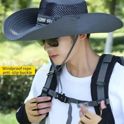 Summer Large Sun Hat Men Women Breathable Fishing Caps Sun UV Protection Mesh Fisherman Hat Hiking Outdoor Beach Cap