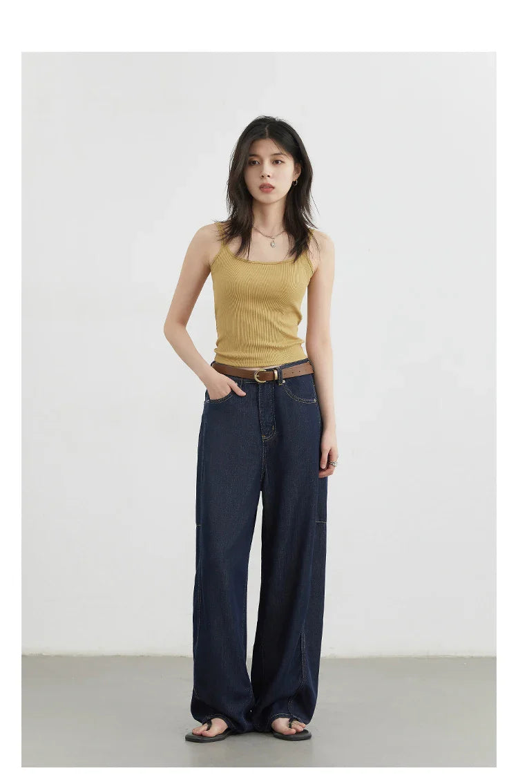 Women's Jeans Loose Casual New High Waist Split Female Wide Leg Denim Pants  Spring Autumn 2025