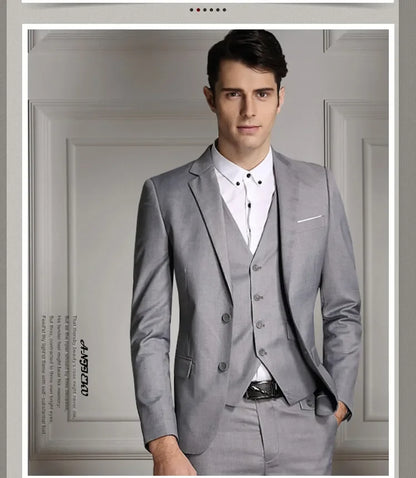 Blazers Pants Vest New Fashion Men Business Casual Suits / Male Solid Color Three Piece Sets Jacket Coat Trousers Waistcoat