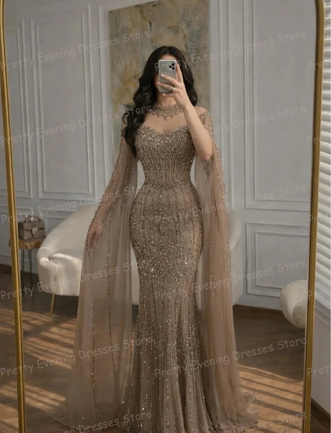 Charming 2026 Evening Dresses Woman's Mermaid Shiny Shawl Sequined Prom Gowns Fashion Customized Vestidos De Novia فساتين