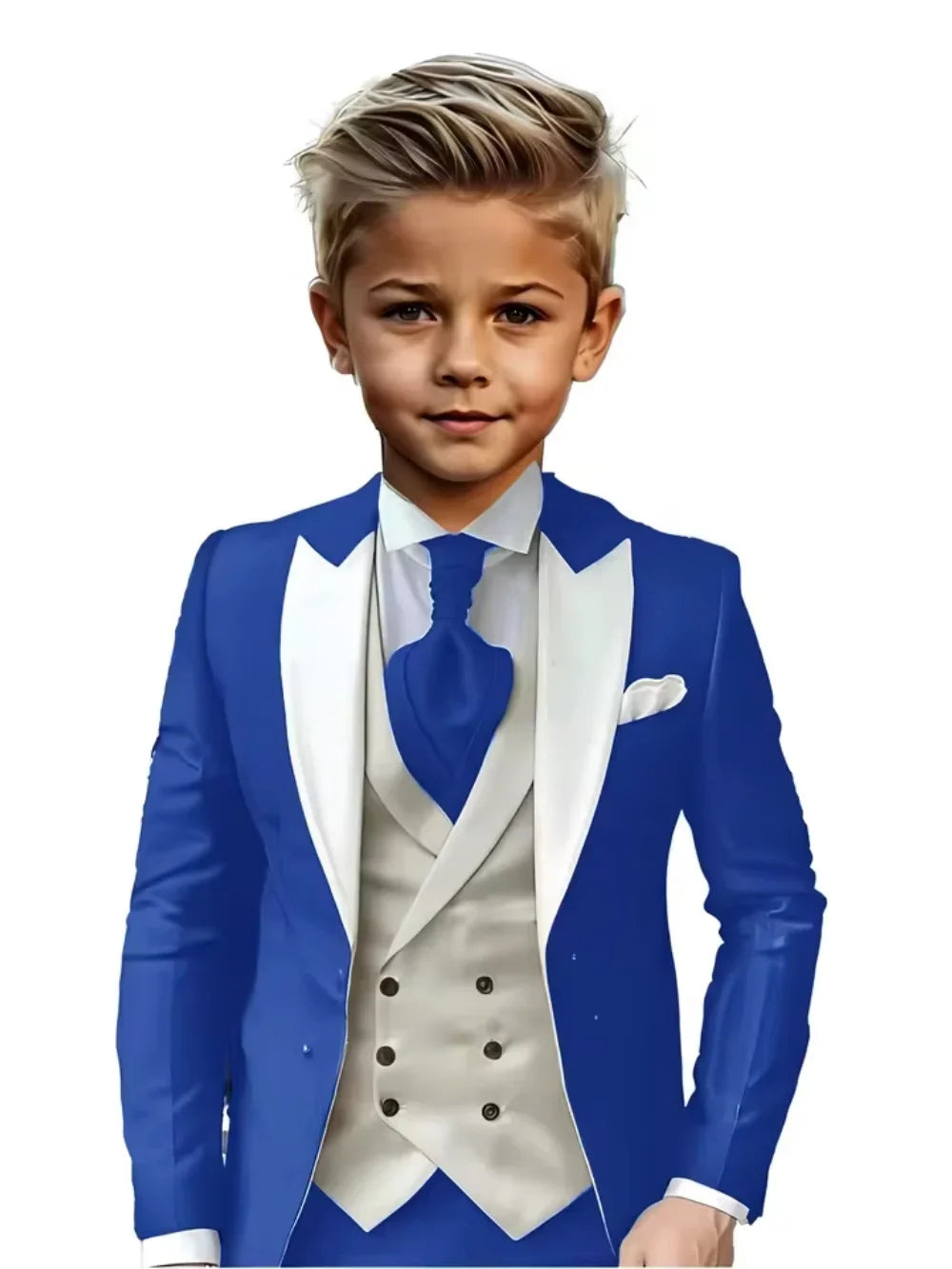 Handsome Kids Suit Set 3 Pieces Banquet Party Wear High Quality Boys Peak Lapel Suit Wedding Ring Bearer Outfit Plus Size Tuxed