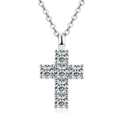 GRA Certified 3.5MM Moissanite Cross Pendant Necklaces for Women S925 Sterling Silver Clavicle Chains Fine Jewelry Gift