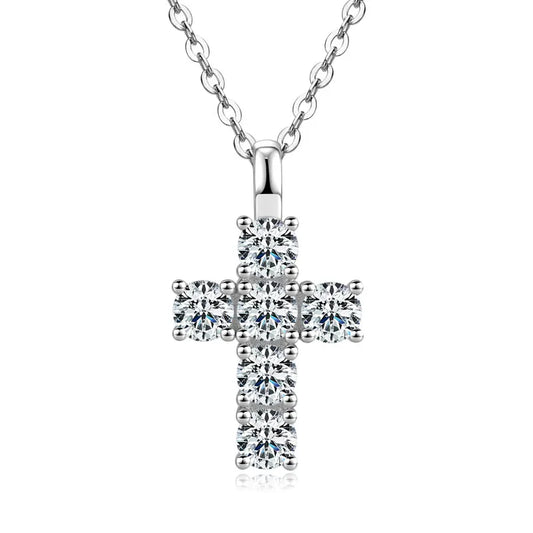GRA Certified 3.5MM Moissanite Cross Pendant Necklaces for Women S925 Sterling Silver Clavicle Chains Fine Jewelry Gift