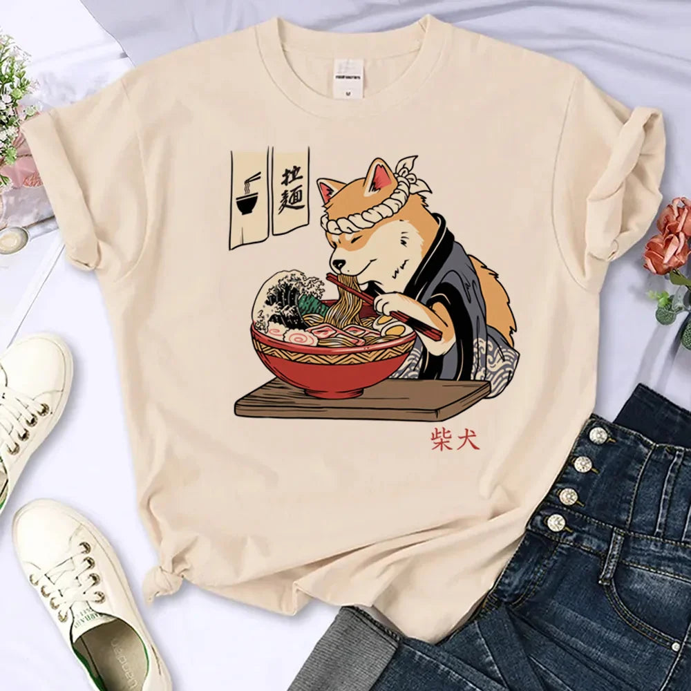 Shiba Inu top women anime tshirt female designer clothing