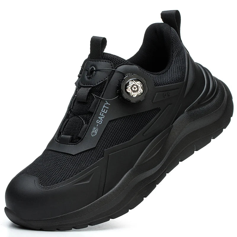 Large Size 48 Men's Summer Safety Shoes Rotating Button Work Sneakers Steel Toe Shoes Puncture-Proof Protection Shoes Security