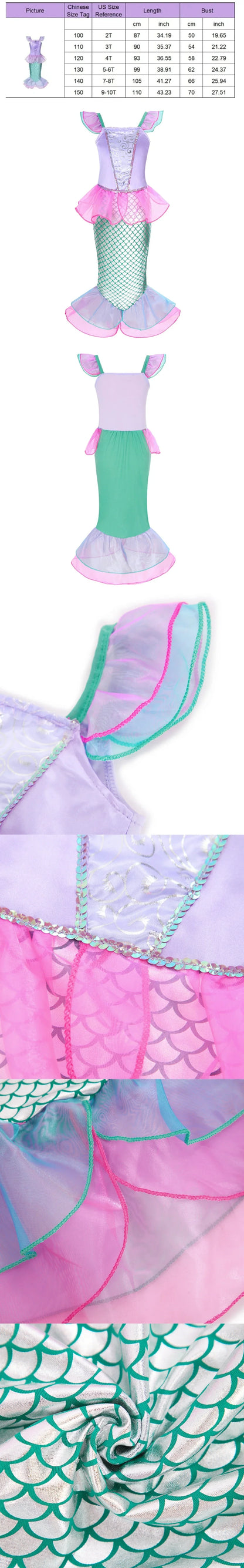 Muababy Princess Dress for Girls Aurora Belle Elsa Jasmine Cosplay Costume Party Halloween Carnival Outfit Kids 2-8Y Vestido