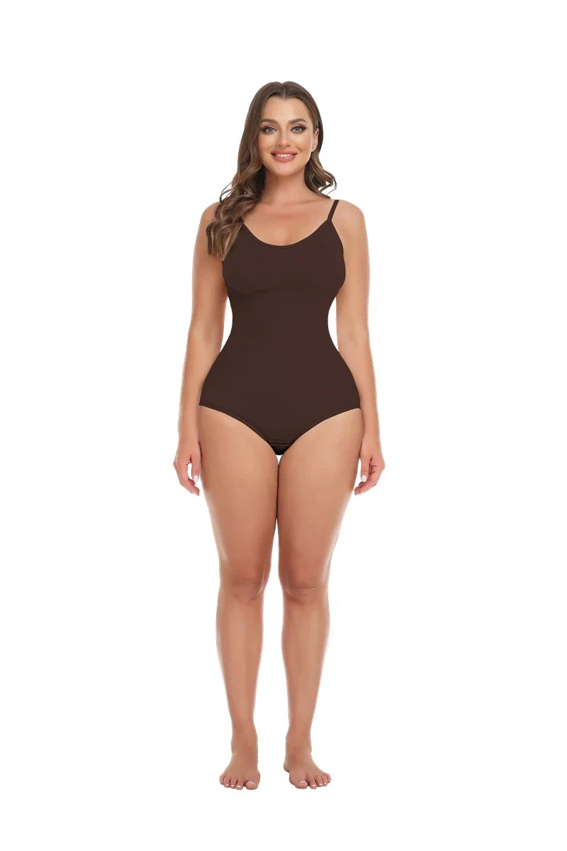 Women Seam-free Sleeveless V-Neck Bodysuit Shapewear Tummy Control Body Shaper Tank Top Red Blue