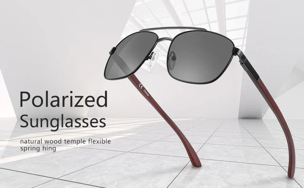 2026 Wood Polarized Sunglasses for Men100% UV Protection Fishing Driving Golf Shade Sun Glasses