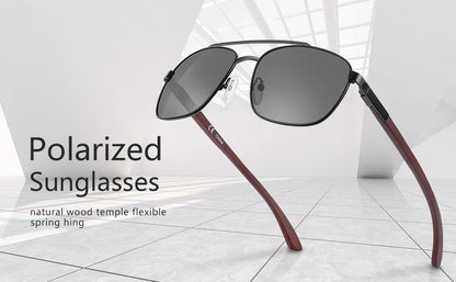 2026 Wood Polarized Sunglasses for Men100% UV Protection Fishing Driving Golf Shade Sun Glasses