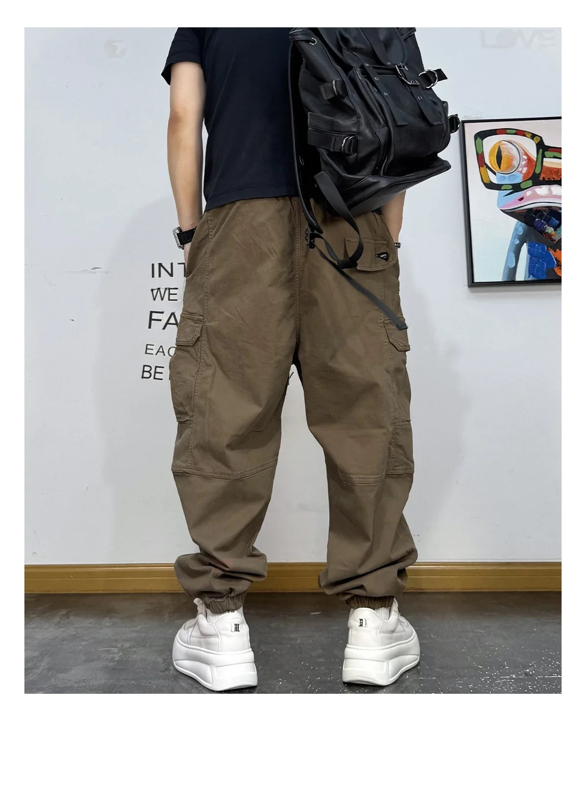 Korean Streetwear Baggy Cargo Pants Men High Quality Multi Pocket Retro Jogger Loose Fit Hip Hop Casual Oversized Haram Pants