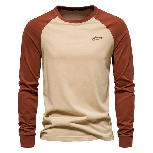 Long Sleeve Men's T-shirt Solid Color Letter Print Casual T shirts for Men New Spring Tops Tee Men Clothing