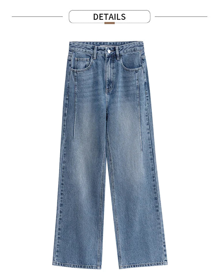 Minimalism Women Jeans 2025 Autumn Vintage Denim Pants Loose Wide Leg Pants Woman Casual Pants Female Trousers 12551002