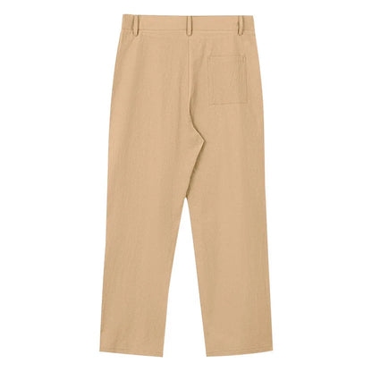 Amazon European and American Men's Linen Solid Color Casual Suit Pants New Fashion Beach Wide-Leg Trousers