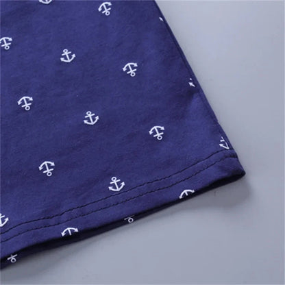 2PCS Baby Set Cute Kids Boys Clothes Summer Random Print Boat Anchor Pattern Short Sleeve Shorts Set For 1-5Years
