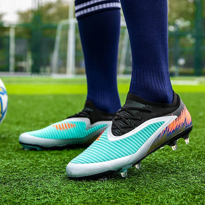 Football Shoes Men Quality Outdoor Training Soccer Boots Black White Long Spike Suitable for Teenager Boys Big Size