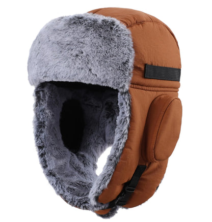 Men's Trapper Hat With Faux Fur Linning Eskimo Windproof Waterproof Winter Warm Hats Ushanka Hunting Skiing Hat