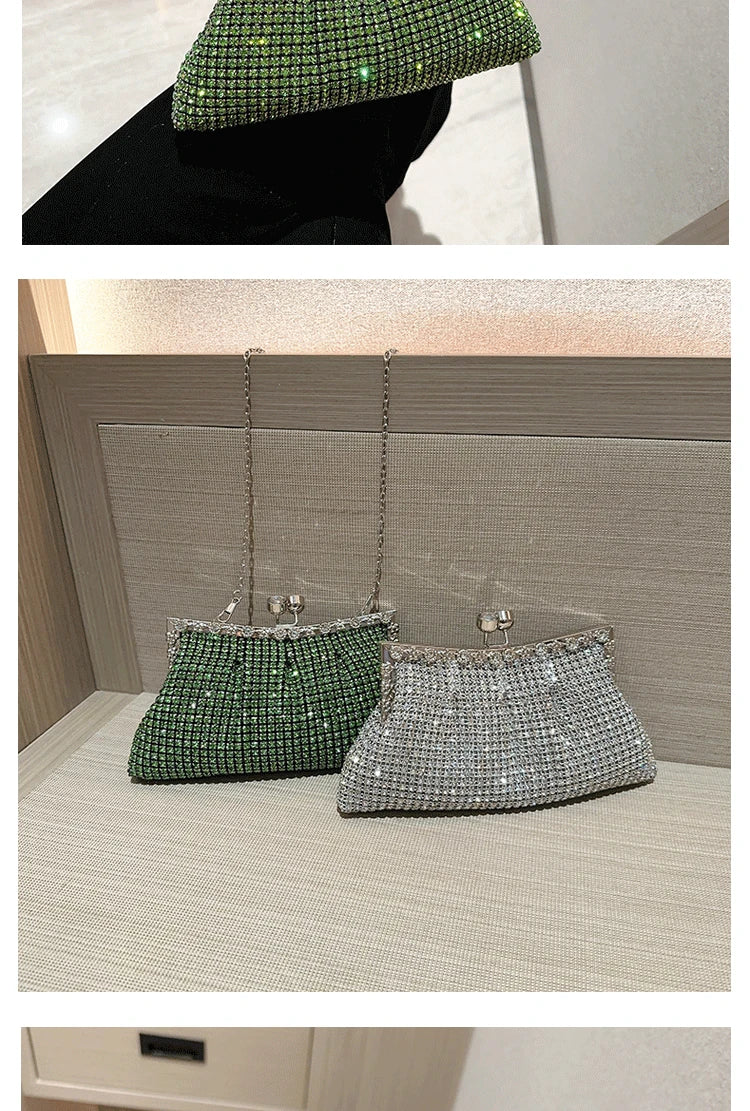 Luxury Rhinestone Evening Clutch Bag Wedding Bride Handbag Shiny Design Party Banquet Lady Portable Purse Sling Shoulder Bags