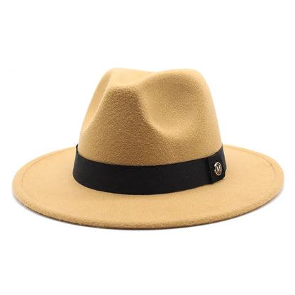 Wool Fedora Hat For Women Men Winter Autumn Fashion Church Jazz Hats Viking British Flat Brim Felt Hat Outdoor Casual Fedoras