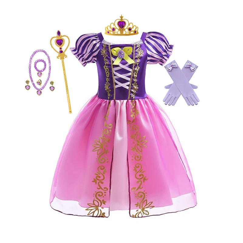 Girls Princess Dress Kids Cinderella Snow White Aurora Sofia Rapunzel Cinderella Halloween Costume Children Birthday Party Dress