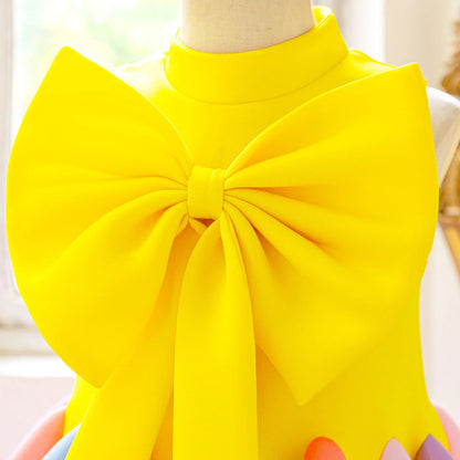 Summer Colorful Bridesmaid Party Girl Dresses Elegant Bow Wedding Birthday Princess Prom Dress Girl Gala Graduation Evening Gown