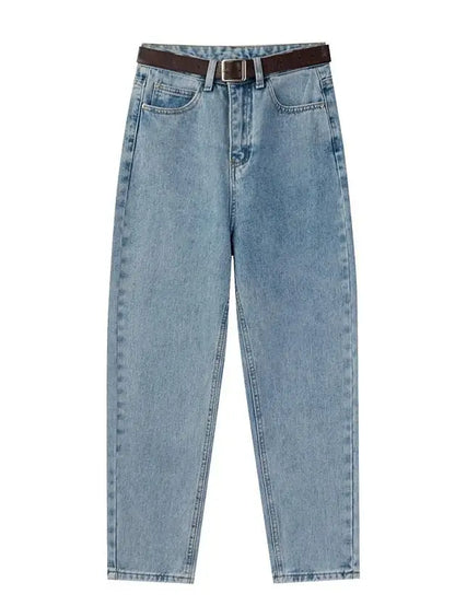 Vintage Solid Classic Harem Jeans Women Blue High Waist Ankle-length Denim Pants 2022 Jeans Streetwear