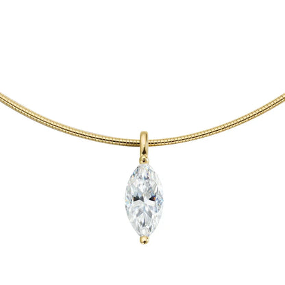 3carat Solitaire Marquise Cut Moissanite Collar Necklace for Women Sparkling Diamond Pendant Omega Neck Chain with Certificate