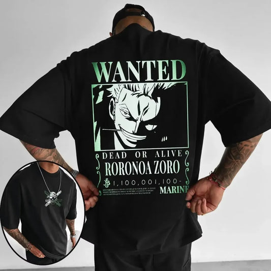 One Piece Men's T-shirt Roronoa Zoro Summer and Autumn Japan Anime Boy Children's Short-sleeved Retro Niche Parent-child Outfit