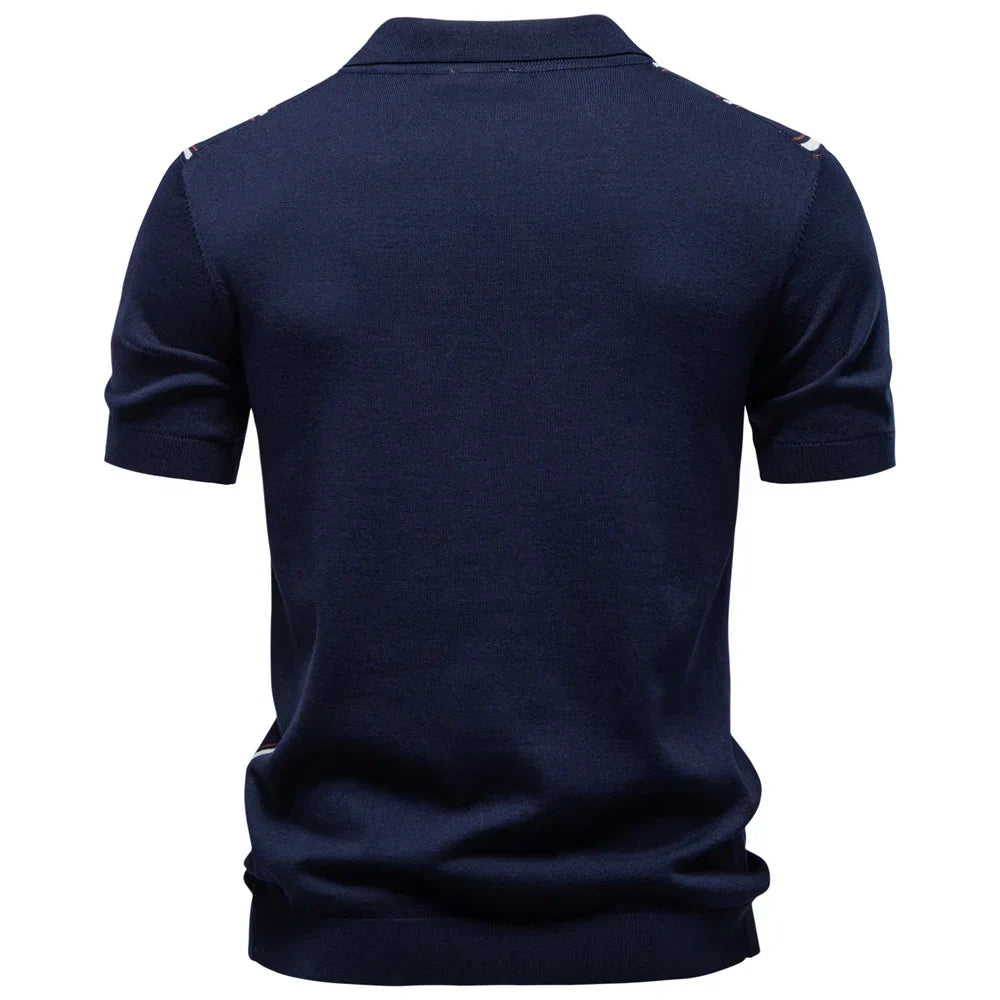 Men's Stripe Polo Shirt Old Money Style Short Sleeve Soft Breathable Casual Elegant Fabric for Comfortable Wear
