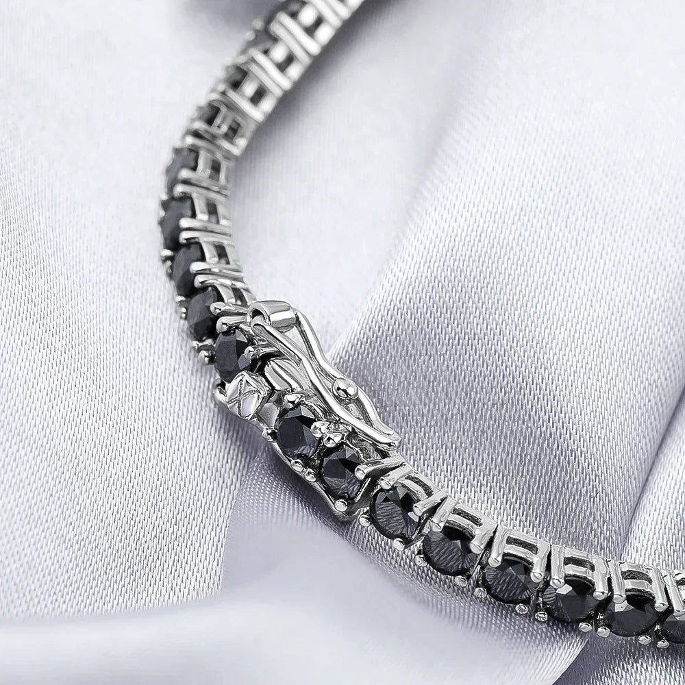 GRA Certified Full 3/4/5/6.5MM Black Moissanite Tennis Bracelet for Men Women S925 Silver Plated 18K Black Gold Bracelets