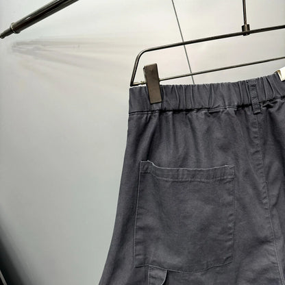 Mens Cargo Pants American Trendy Solid Black Cotton Heavyweight Wide Leg Loose Straight Streetwear Casual High Quality Pants