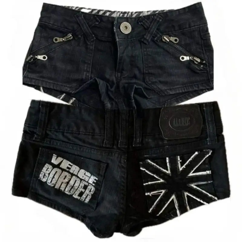 2026 New Gothic Retro Blue Washed Shorts Women's Harajuku Pocket Low Waist Shorts Sexy Hot Girl Denim Shorts