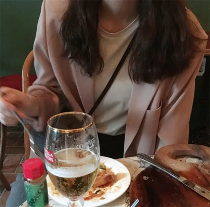 Chic Black Women's Short Suit Jacket Korean Style Casual High-End Feeling Spring Autumn New Fashion Polyester Fiber Coat