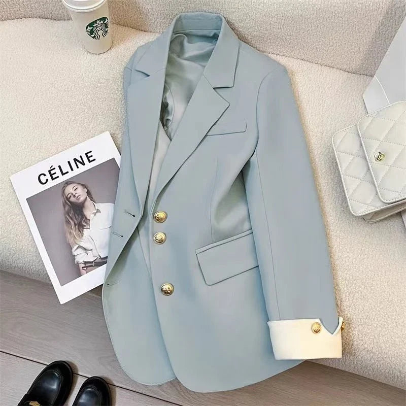 2025 Fashion Ladies Blazer Women Coat Spring Autumn Green Black Khaki Long Sleeve Female Business Work Wear  Formal Jacket